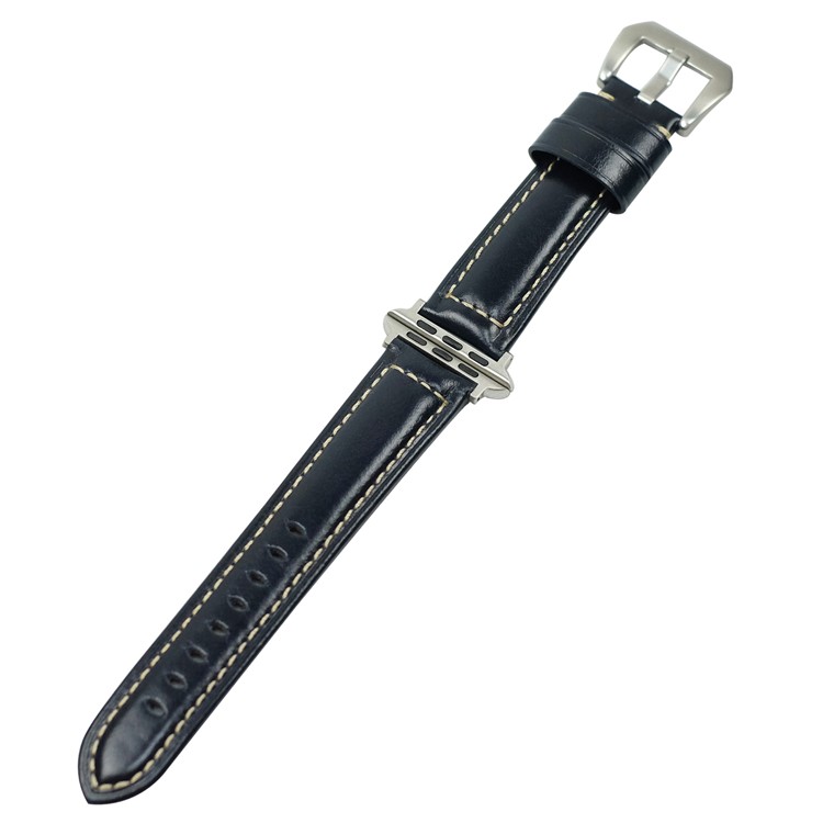 Leather Smart Wrist Strap Watchband Replacement for Apple Watch Series 1 2 3 42mm, Series 5 4 44mm - Blue-4