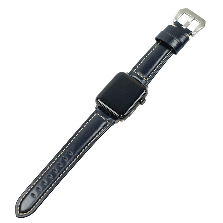 Leather Smart Wrist Strap Watchband Replacement for Apple Watch Series 1 2 3 42mm, Series 5 4 44mm - Blue-5