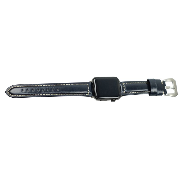 Leather Smart Wrist Strap Watchband Replacement for Apple Watch Series 1 2 3 42mm, Series 5 4 44mm - Blue-6