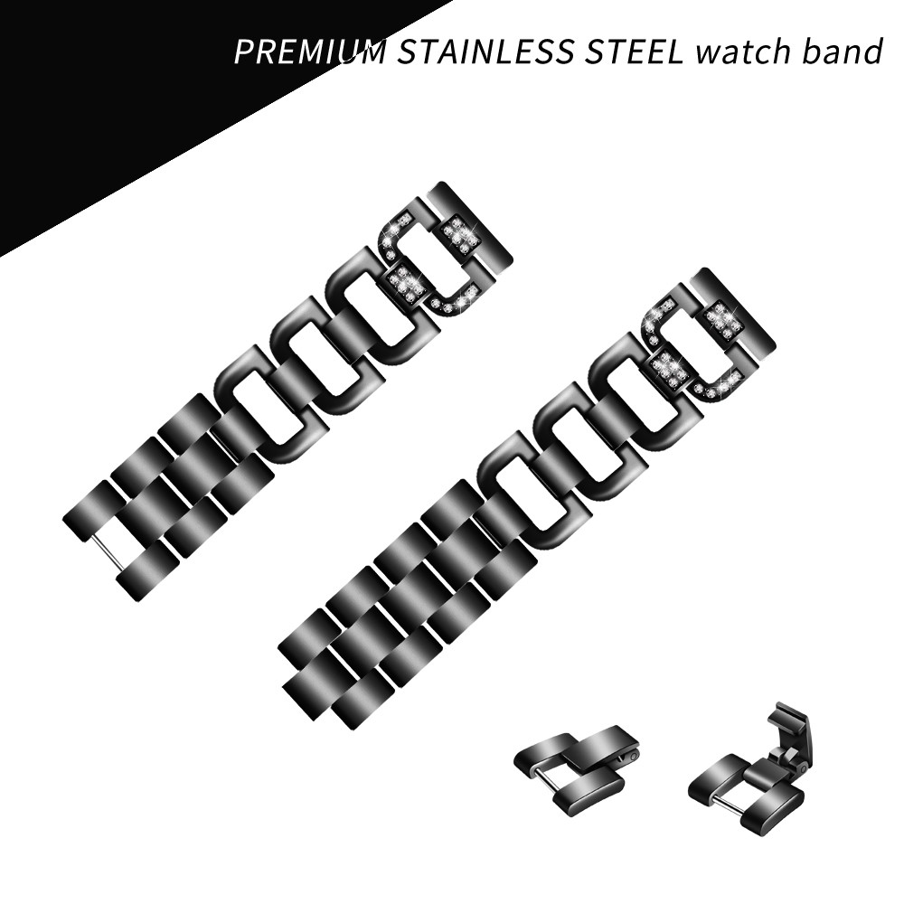 18MM D Shape Rhinestone Decor Stainless Steel Watch Band Replacement for Huawei TalkBand B5 - Black-2