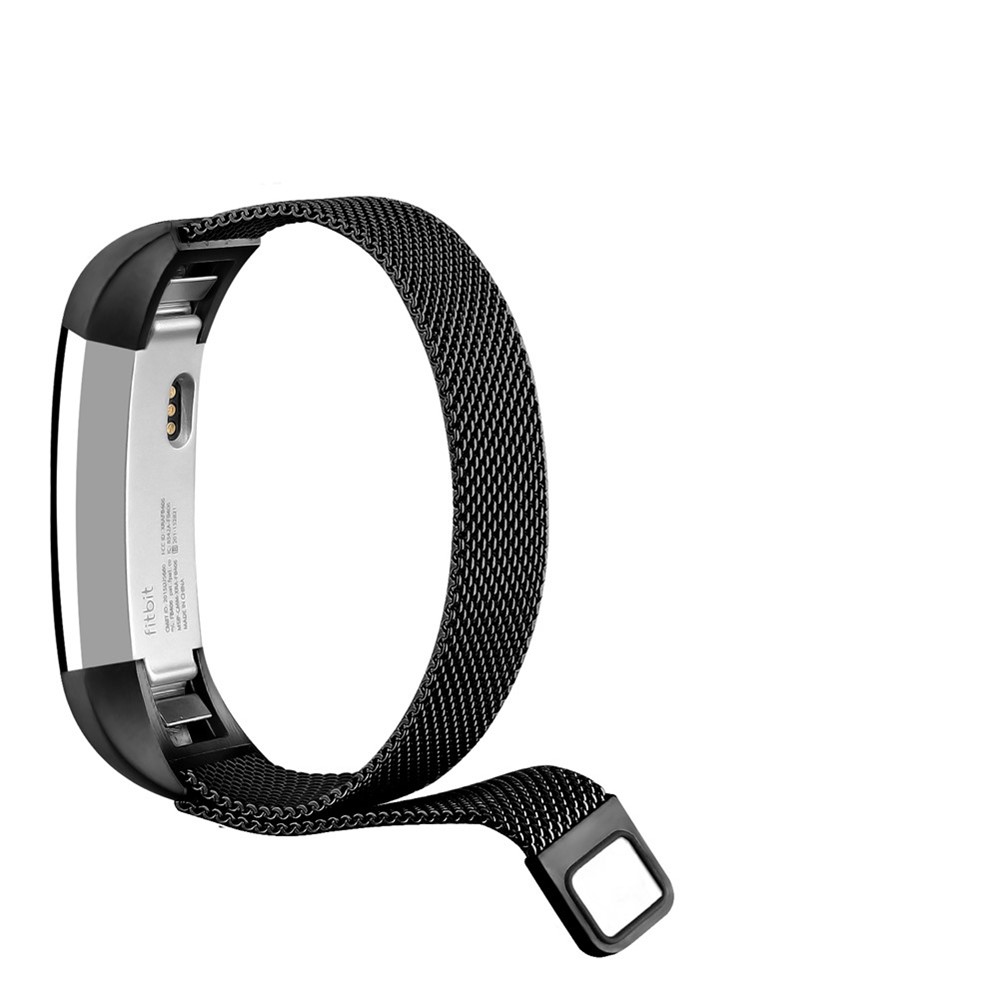 MILANESE Multi-colored Metal Watchband with Chain Magnetic Absorption Ring for Fitbit Alta - Black-2