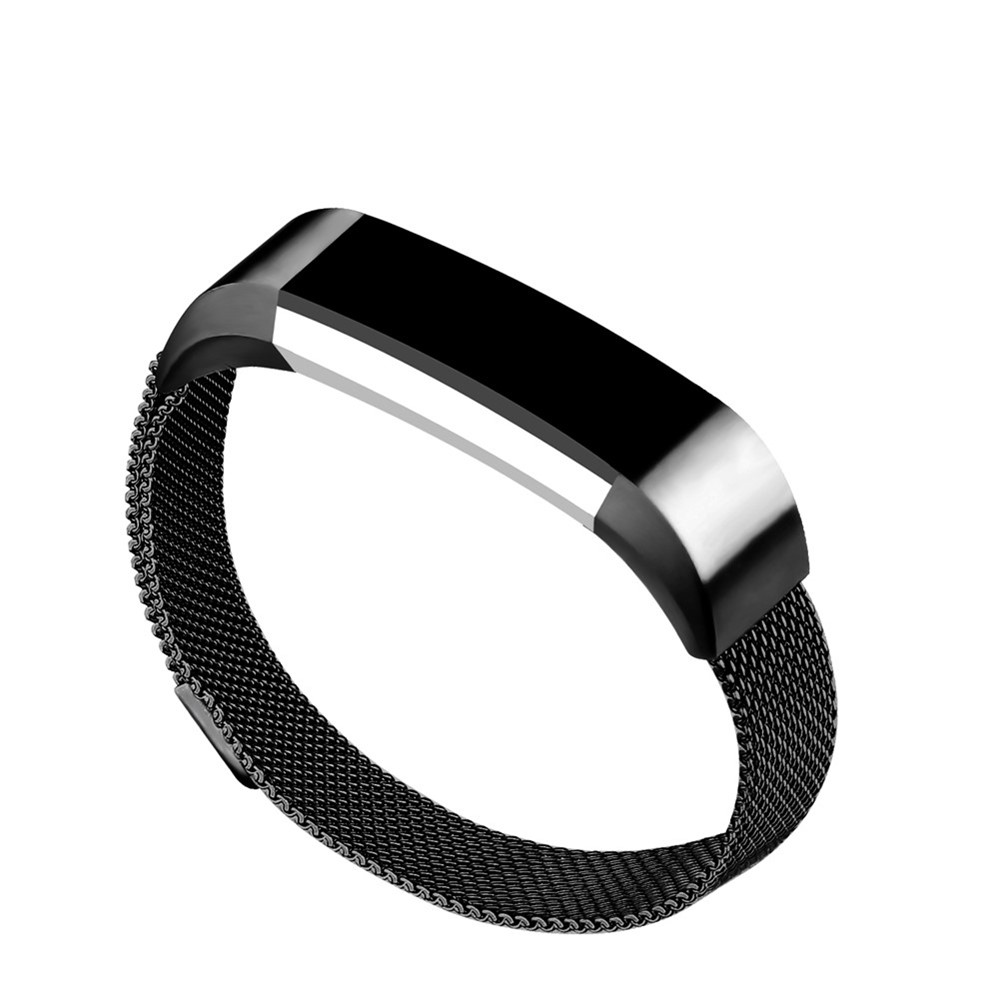 MILANESE Multi-colored Metal Watchband with Chain Magnetic Absorption Ring for Fitbit Alta - Black-3