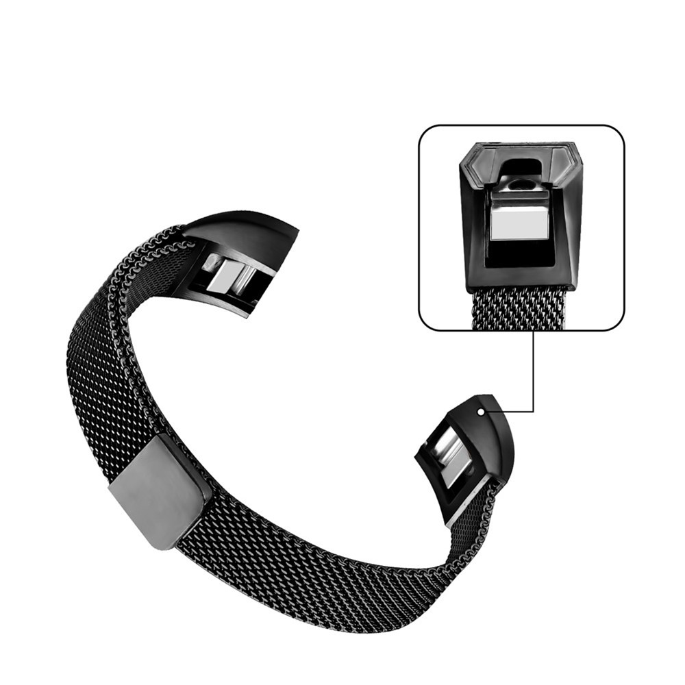 MILANESE Multi-colored Metal Watchband with Chain Magnetic Absorption Ring for Fitbit Alta - Black-4