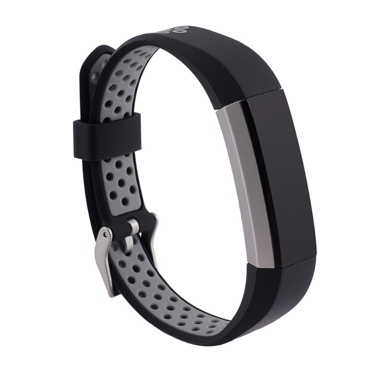 Zweifarbiges Silikonarmband Für Fitbit Alta / Alta HR - Schwarz / Grau-2