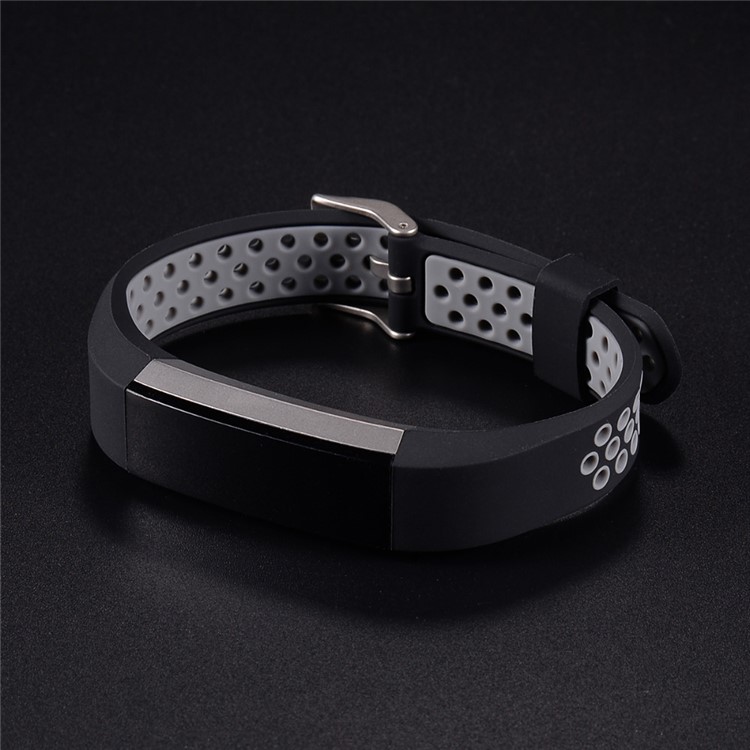 Zweifarbiges Silikonarmband Für Fitbit Alta / Alta HR - Schwarz / Grau-6