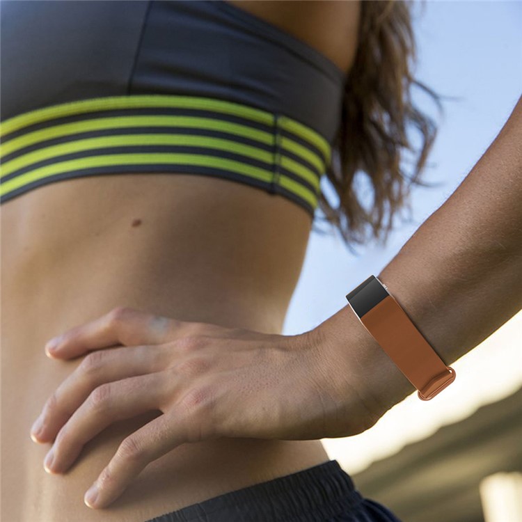 PU Leder Smart Watch Band Für Fitbit Charge 2 - Braun-4
