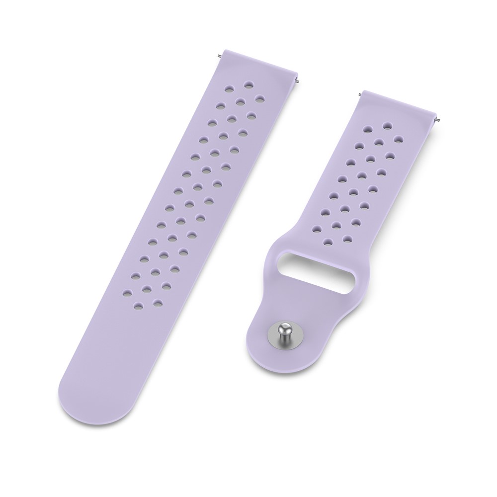 22mm Breathable Holes Silicone Bracelet Watchband Strap Replacement for Samsung Galaxy Watch 46mm SM-R800 - Light Purple-3