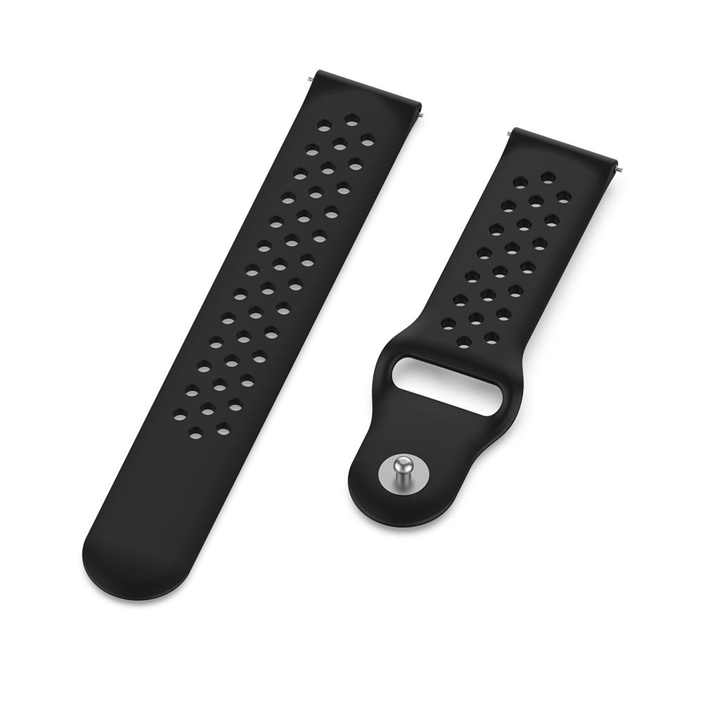 22mm Breathable Holes Silicone Bracelet Wrist Strap Replacement for Huawei Watch GT/Honor Magic Smart Watch - Black-4