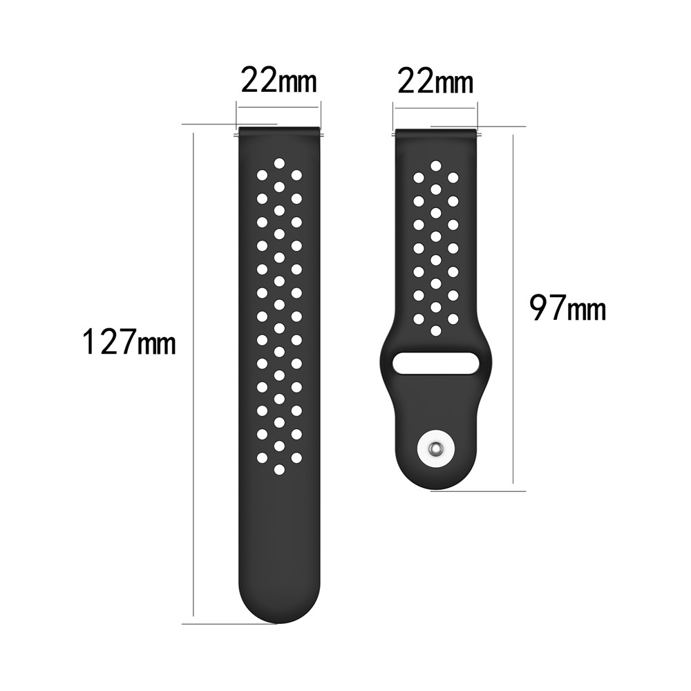 22mm Breathable Holes Silicone Bracelet Wrist Strap Replacement for Huawei Watch GT/Honor Magic Smart Watch - Black-6