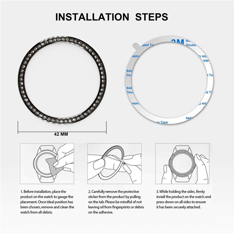 Diamond Decor Metal Watch Bezel for Samsung Galaxy Watch 42mm - Black-6