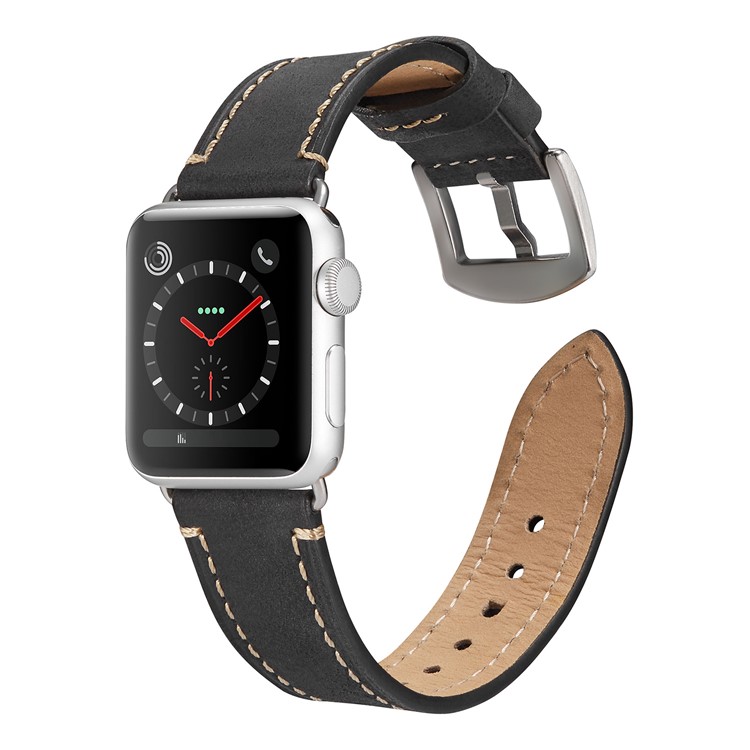 Crazy Horse Genuine Leather Watch Band Strap for Apple Watch Series 4 44mm / Series 3 / 2 / 1 42 mm - Black-3