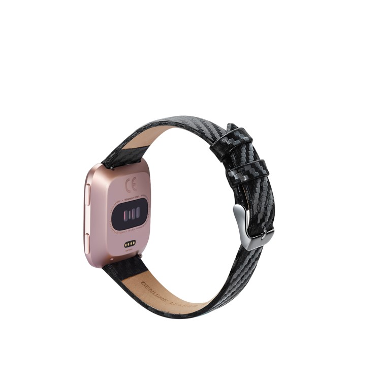 Bracelet En Fibre De Carbone En Cuir Véritable Montre Intelligente Pour Fitbit Versa Lite 2nd-4