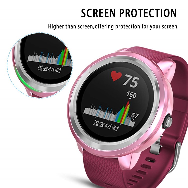 Electroplating TPU Watch Cover Shell for Garmin Vivoactive 3 - Rose-4