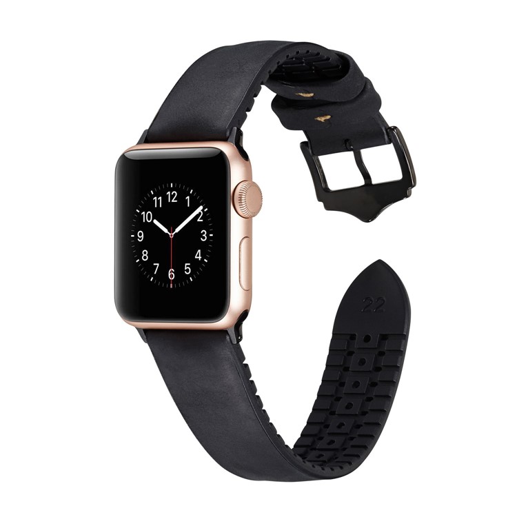 Universal PU Leather Watch Strap Replacement for Apple Watch Series 4 44mm / Series 3 2 1 42mm - Black-1