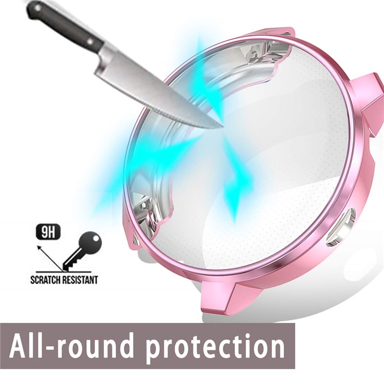 Electroplating Edge Soft TPU Protection Case Cover for Garmin vivoactive 3 music - Pink-4