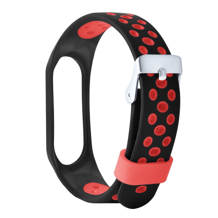 Dual Color Silicone Smart Bracelet Replacement Strap for Xiaomi Mi Smart Band 4 - Black / Red-2