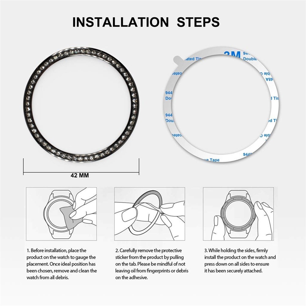 Diamond Decor Metal Bezel for Samsung Galaxy Watch 46mm - Silver-6