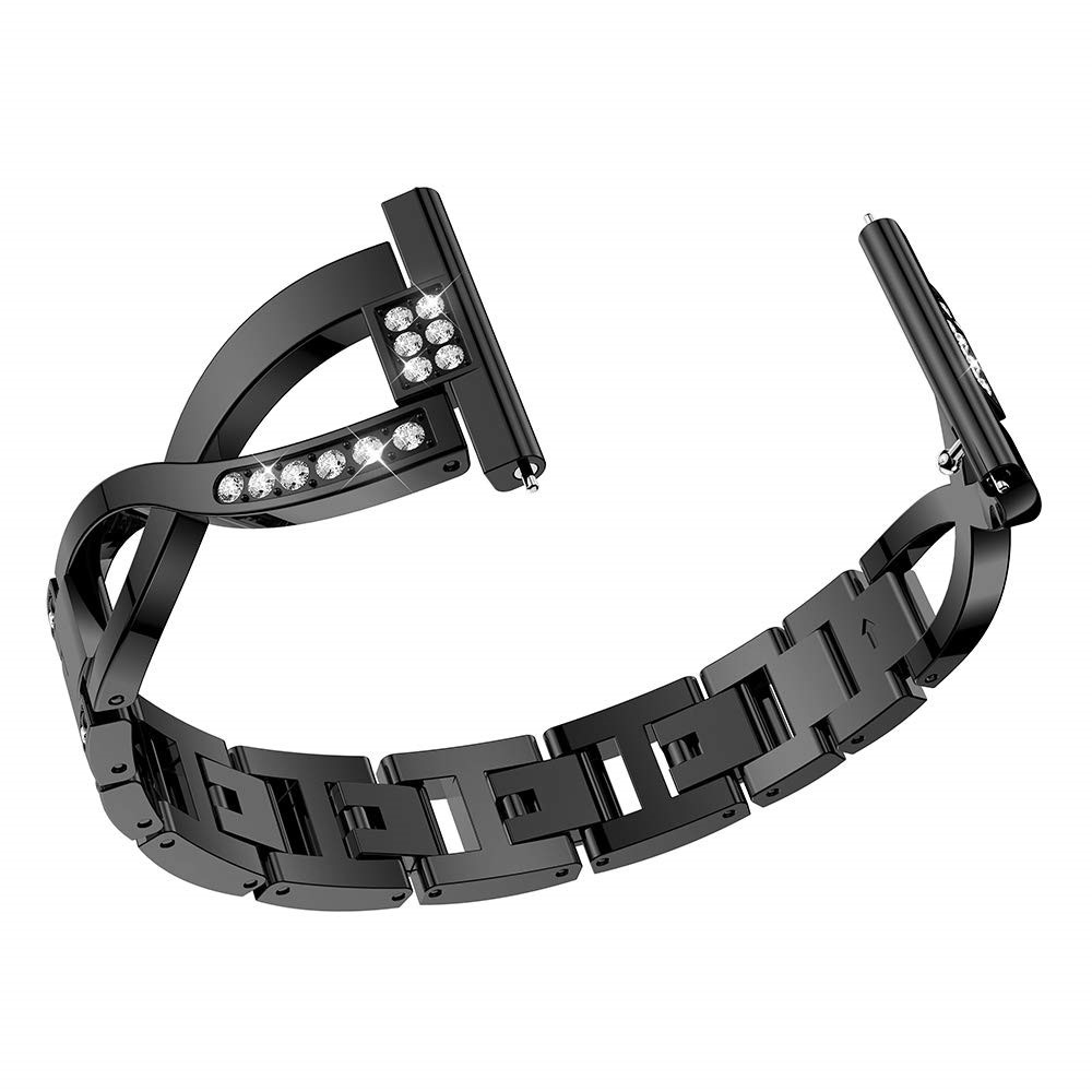 22mm Diamantdekor Edelstahl Smart Uhrenarmband Für Samsung-Gang S3 Classic / Frontier / Getriebe 2 R380 Etc - Schwarz