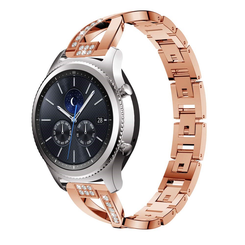 Diamond Decor Stainless Steel Smart Watch Band for Samsung Gear S3 Classic/Frontier/Gear 2 R380 etc - Rose Gold-5