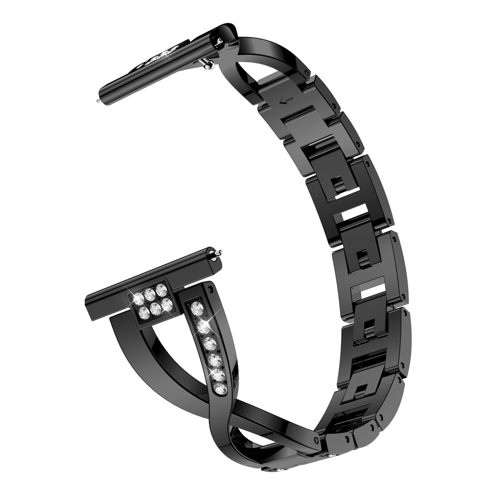 X-shape 20mm Rhinestone Decoration Aluminum Alloy Watch Band for Garmin Forerunner 245 - Black-1