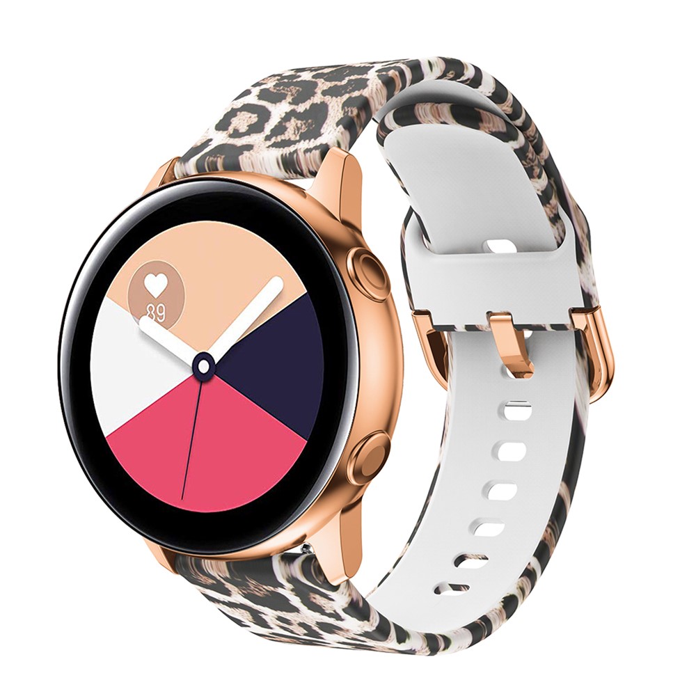 20mm Muster Druck Silikon Uhrengurt Für Samsung Galaxy Watch Active, Pin Schnalle Uhrenhandgelenkband - Leopard -textur