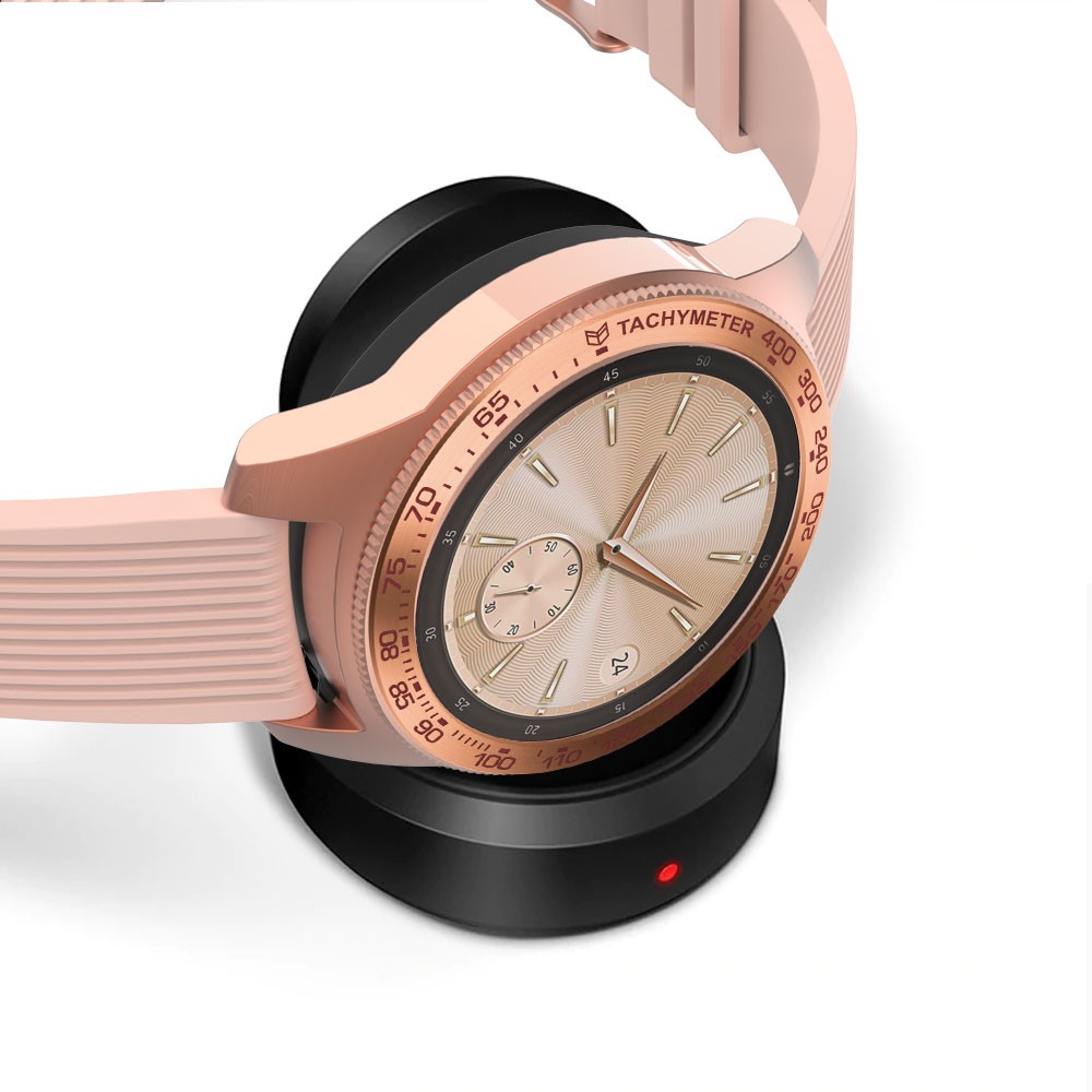 Accessoires De Protection Anti Anneau De Lunette Métal Acier Anti-rayures Pour Samsung Galaxy Watch 42mm - Bague En Or Rose Texte Rouge-5