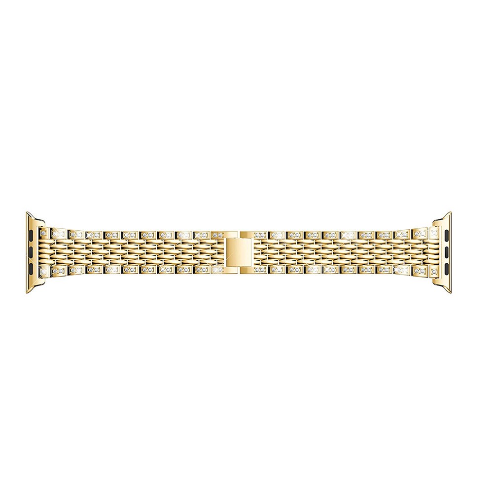 Bracelet De Montre En Métal Décor Diamant Pour Montre De Pomme Série 3 42mm Series Montre De Pomme Série 1/2/3 42mm / Montre Apple Série 4 44mm - Or-5