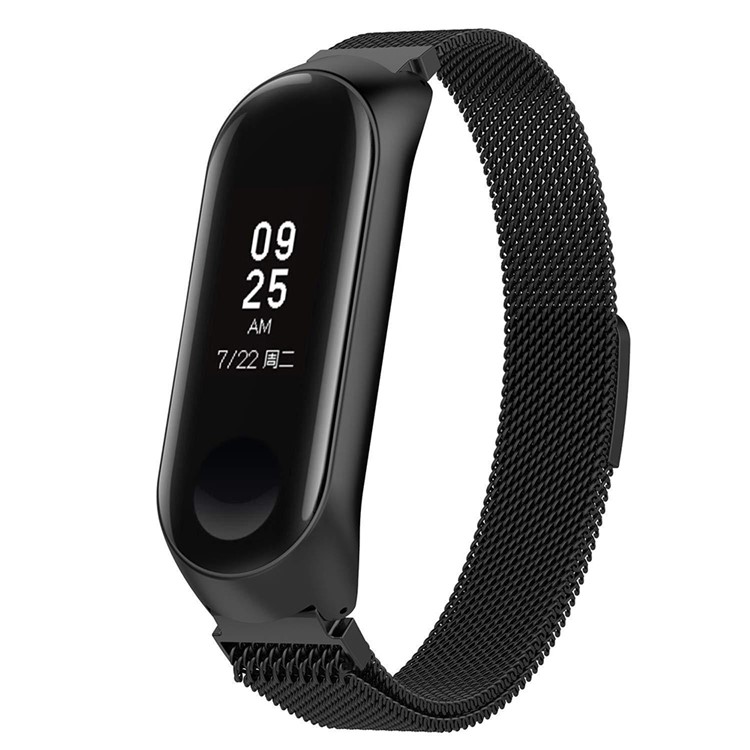 Milanese Fine Mesh Stainless Steel Magnetic Smart Watch Band for Xiaomi Mi Smart Band 4 - Black-2