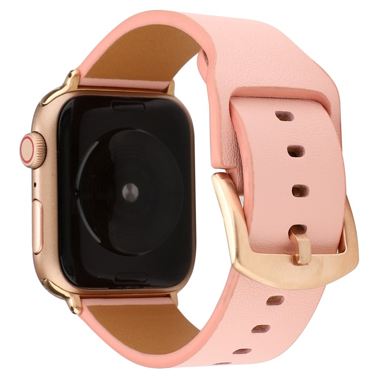 Correa De Reloj De Cuero Genuino Para Apple Watch Series 5 4 40mm / Serie 3 2 1 38 Mm - Rosado-2
