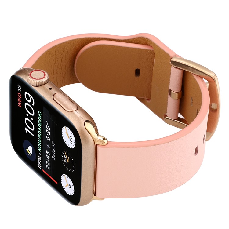 Correa De Reloj De Cuero Genuino Para Apple Watch Series 5 4 40mm / Serie 3 2 1 38 Mm - Rosado-3