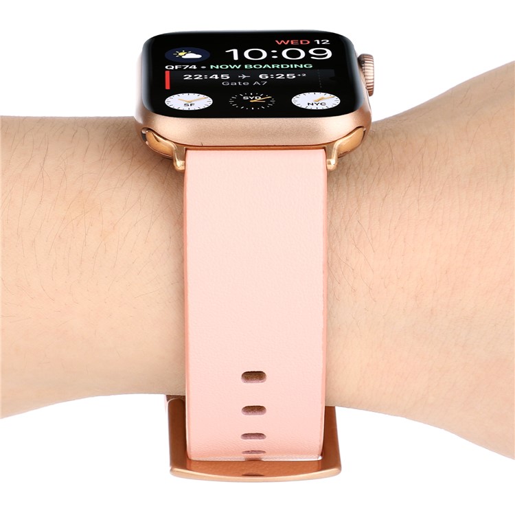 Correa De Reloj De Cuero Genuino Para Apple Watch Series 5 4 40mm / Serie 3 2 1 38 Mm - Rosado-4
