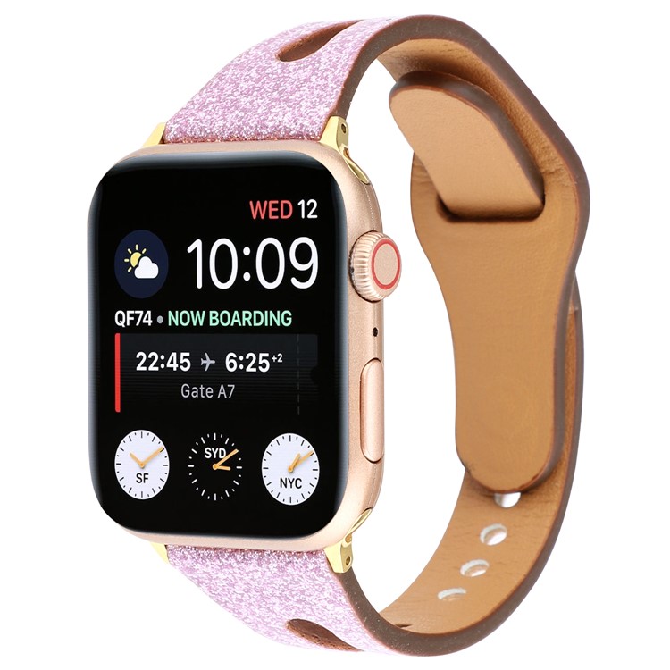 Flash Powder Echtes Leder Armband Für Apple Watch Series 5 4 44mm / Serie 3 2 1 42mm - Rosa-2
