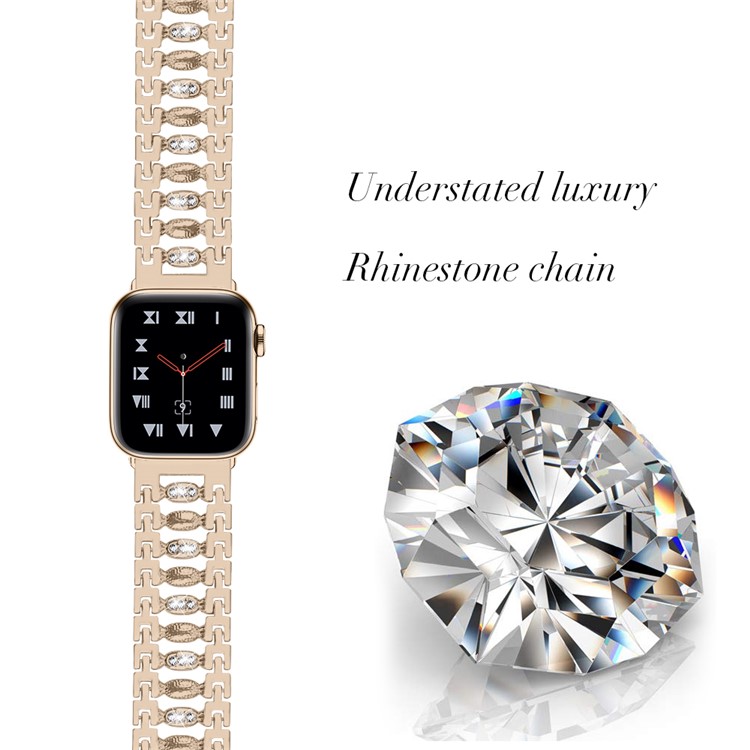 Crystal Rhinestone Decor Stainless Steel Watchband Watch Strap for Apple Watch Series 1 /2/3 38mm / Apple Watch Series 4 40mm - Champagne Gold-2