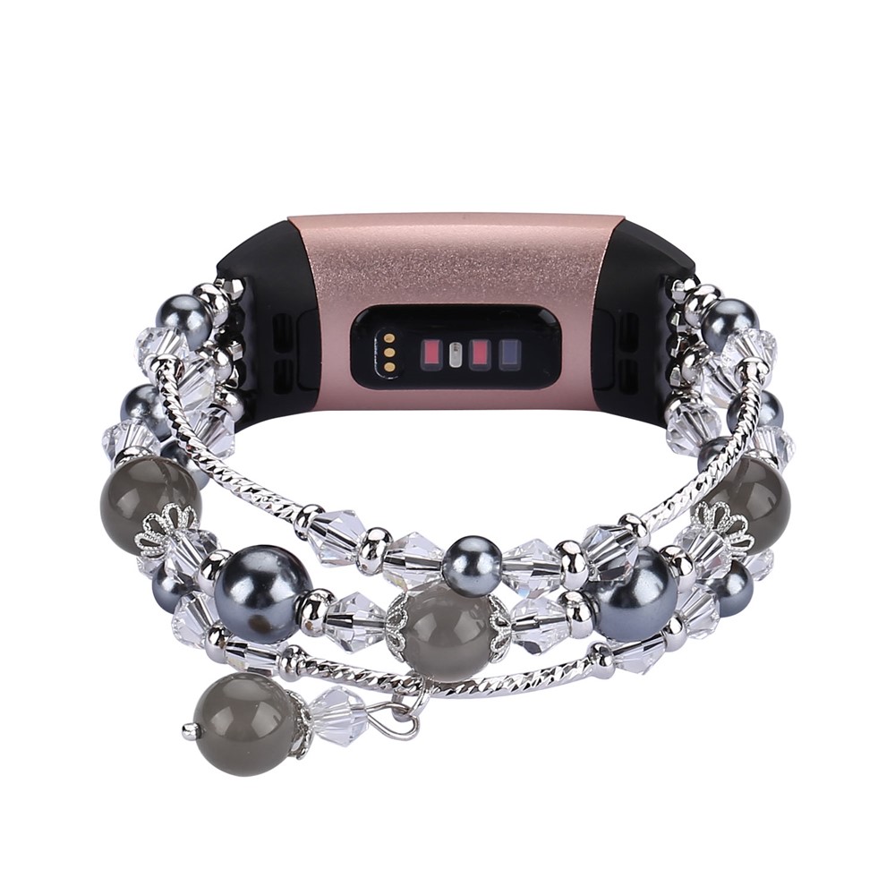 Natural Jewelry Agate Women Lady Smart Watch Band for Fitbit Charge 4 / 3 - Black-2