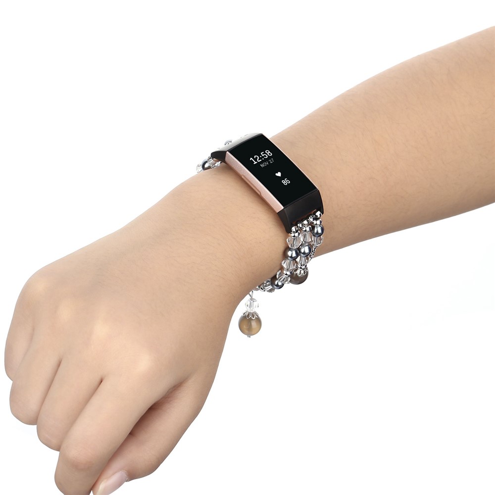 Natural Jewelry Agate Women Lady Smart Watch Band for Fitbit Charge 4 / 3 - Black-6
