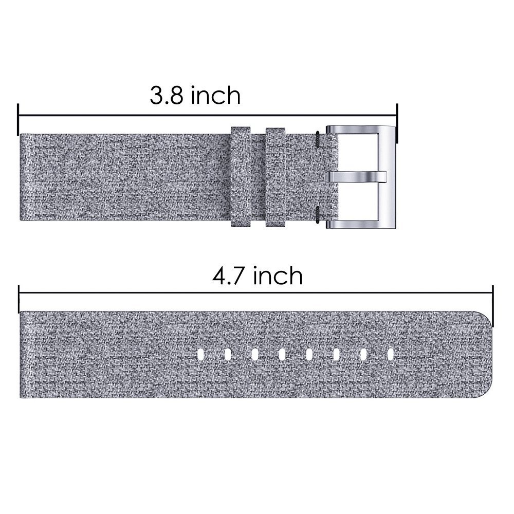 Lightweight Canvas Outlook Watch Band with Steel Metal Buckle for Fitbit Versa - Grey-3