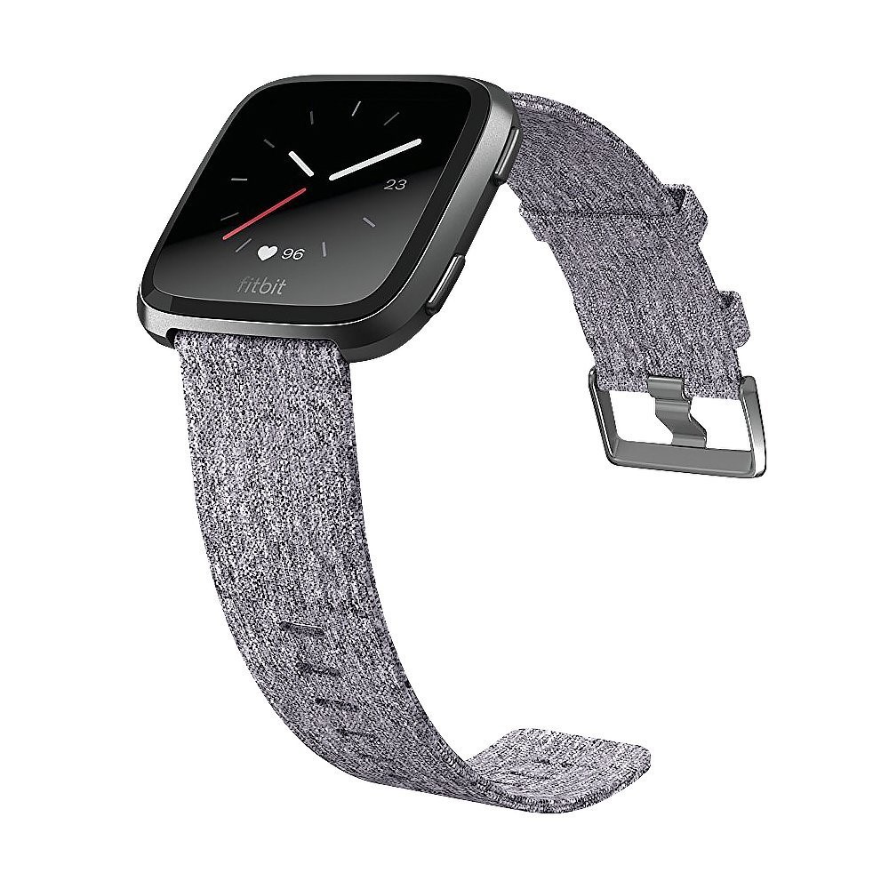 Lightweight Canvas Outlook Watch Band with Steel Metal Buckle for Fitbit Versa - Grey-4