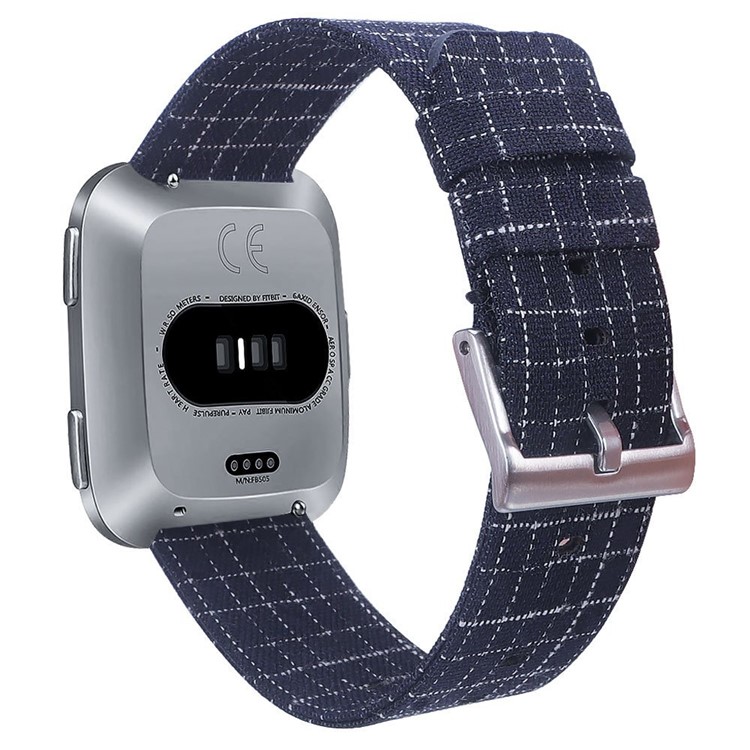 Leichtes Canvas Outlook Uhrenarmband Mit Stahl-Metallschnalle Für Fitbit Und Umgekehrt - Dunkelblau-1