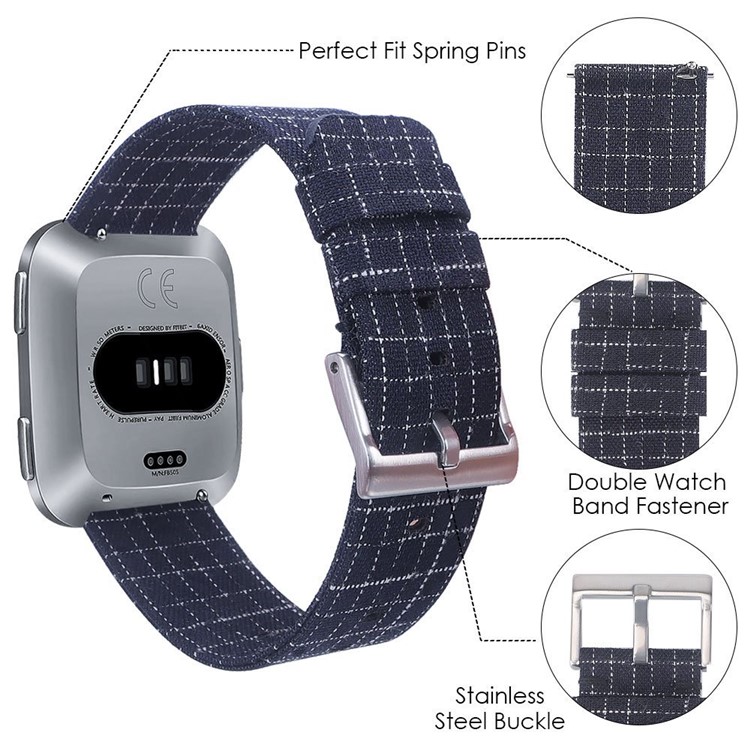 Leichtes Canvas Outlook Uhrenarmband Mit Stahl-Metallschnalle Für Fitbit Und Umgekehrt - Dunkelblau-2