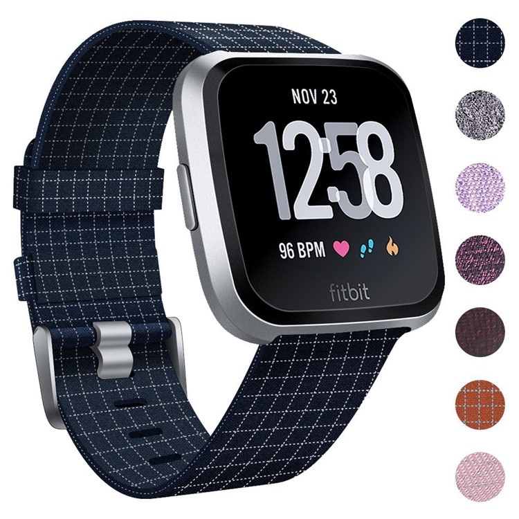 Leichtes Canvas Outlook Uhrenarmband Mit Stahl-Metallschnalle Für Fitbit Und Umgekehrt - Dunkelblau-3