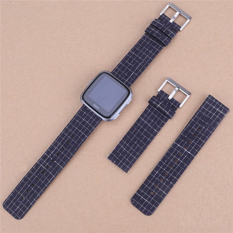 Leichtes Canvas Outlook Uhrenarmband Mit Stahl-Metallschnalle Für Fitbit Und Umgekehrt - Dunkelblau-4