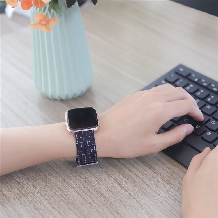 Leichtes Canvas Outlook Uhrenarmband Mit Stahl-Metallschnalle Für Fitbit Und Umgekehrt - Dunkelblau-6