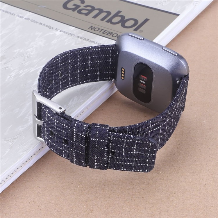 Leichtes Canvas Outlook Uhrenarmband Mit Stahl-Metallschnalle Für Fitbit Und Umgekehrt - Dunkelblau-7