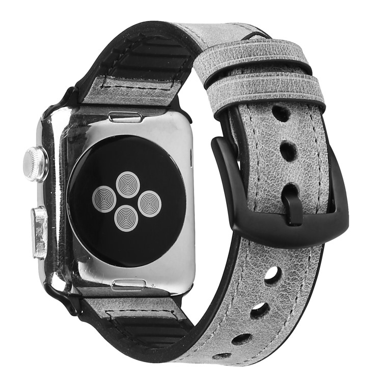 PU Leather + Silicone Smart Bracelet Replacement Strap for Apple Watch Series 4 40mm/Series 3/2/1 38mm - Grey-1