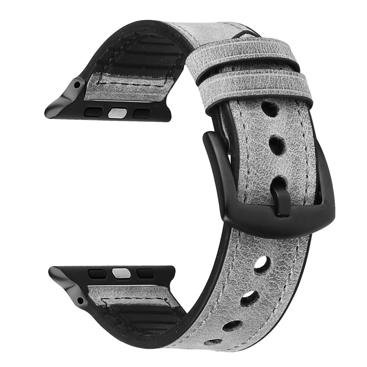 PU Leather + Silicone Smart Bracelet Replacement Strap for Apple Watch Series 4 40mm/Series 3/2/1 38mm - Grey-2