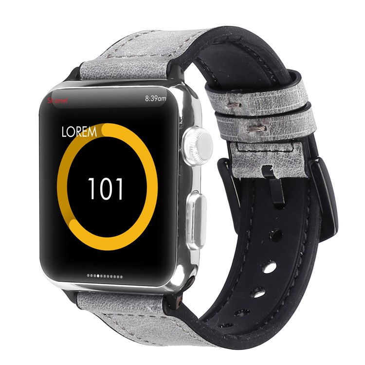 PU Leather + Silicone Smart Bracelet Replacement Strap for Apple Watch Series 4 40mm/Series 3/2/1 38mm - Grey-3