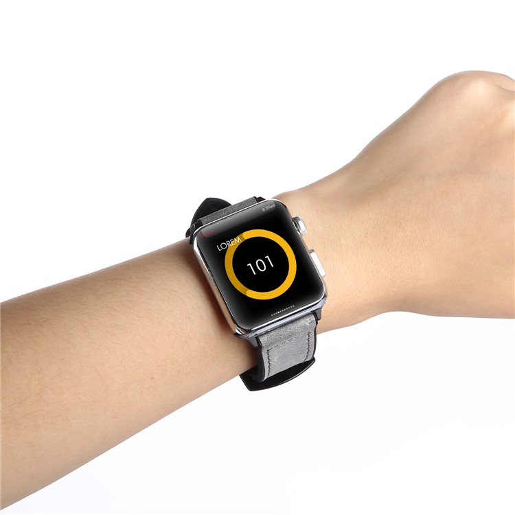 PU Leather + Silicone Smart Bracelet Replacement Strap for Apple Watch Series 4 40mm/Series 3/2/1 38mm - Grey-4