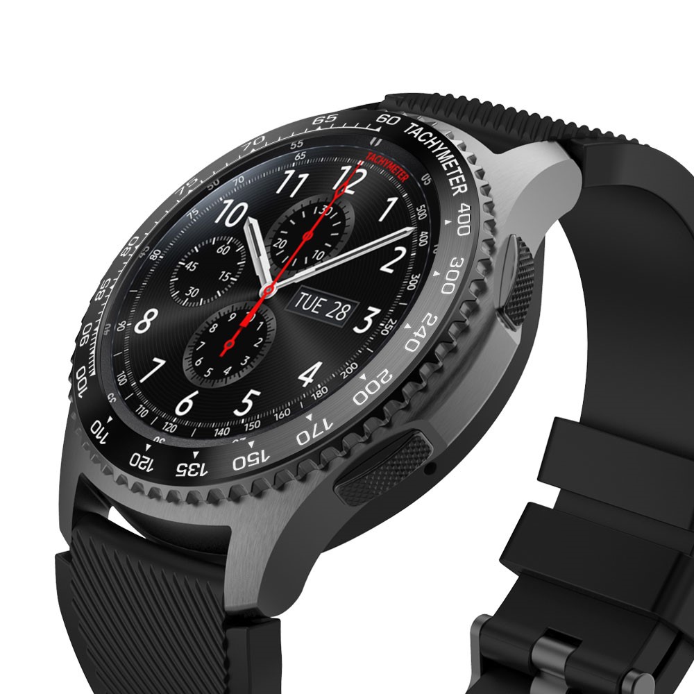 Cadre de Montre en Métal Élégant Pour Samsung Gear S3 Frontier - Noir Blanc-2