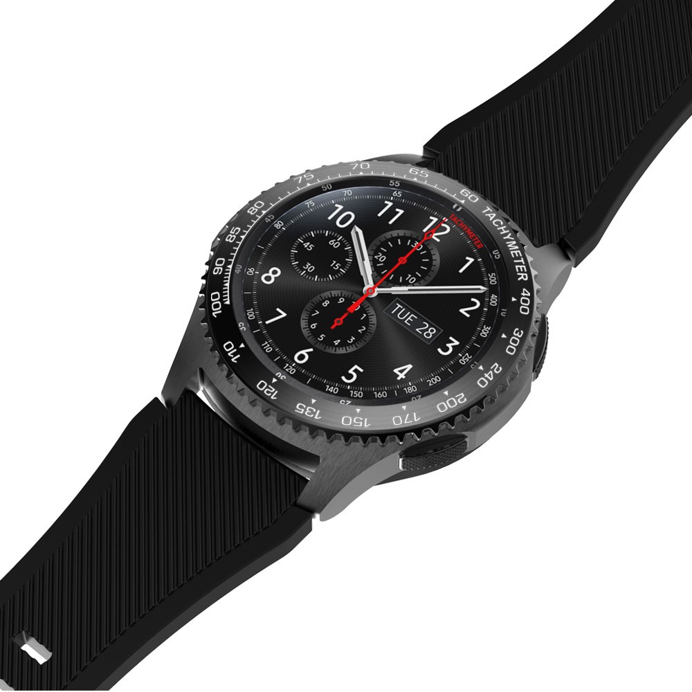 Cadre de Montre en Métal Élégant Pour Samsung Gear S3 Frontier - Noir Blanc-3