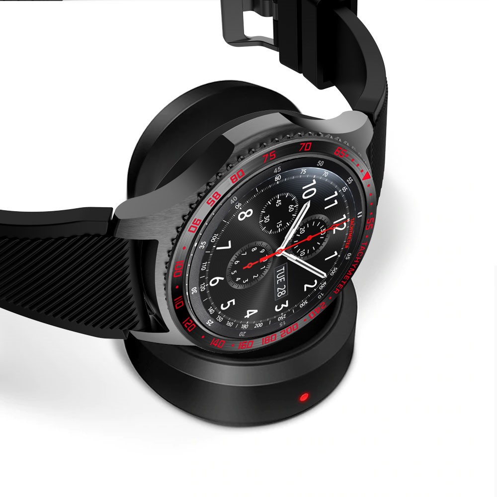 Marco de Reloj de Metal Para Samsung Gear S3 Frontier - Negro/rojo